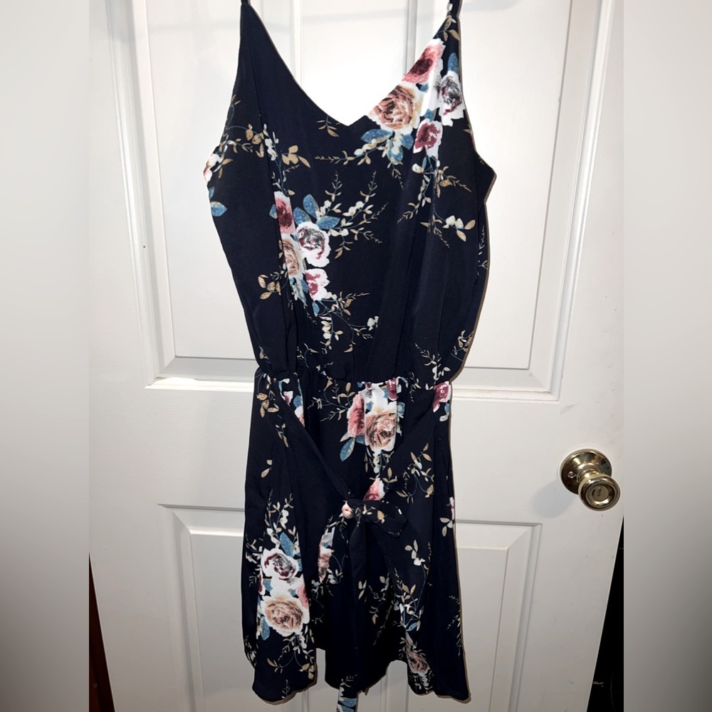 Navy floral mini dress